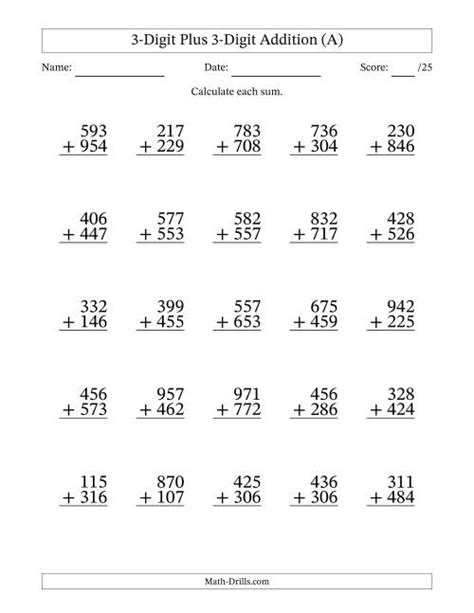 addition 3 digit with carry